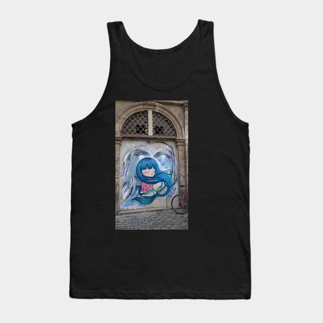 Blue haired graffiti girl Tank Top by Stephfuccio.com